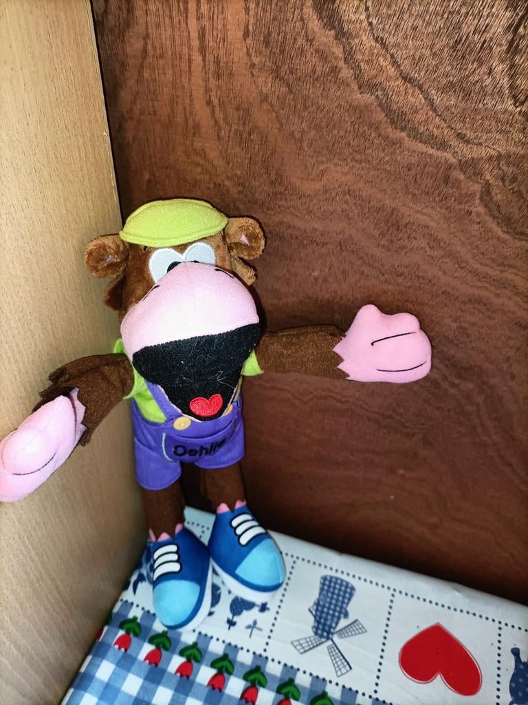 Oehlie de aap knuffel van binnenspeeltuin Monkey Town. , Ophalen of Verzenden, Zo goed als nieuw, Overige typen