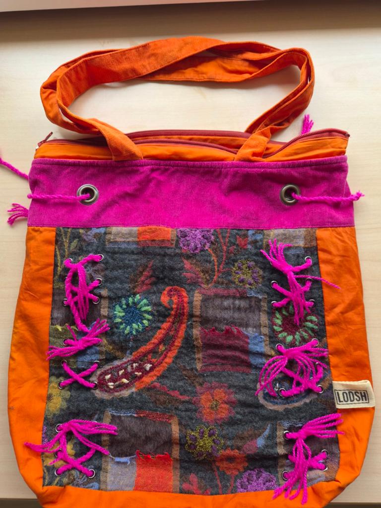 Lodsh Boho Patchwork Tas - Uniek & Kleurrijk, Ophalen of Verzenden, Gebruikt, Oranje, Schoudertasje
