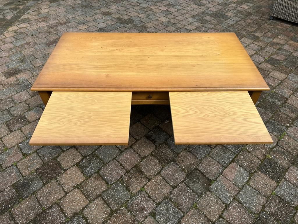 Eikenhouten salontafel met uitschuifbare bladen, Ophalen, 100 tot 150 cm, Eikenhout, 50 tot 100 cm