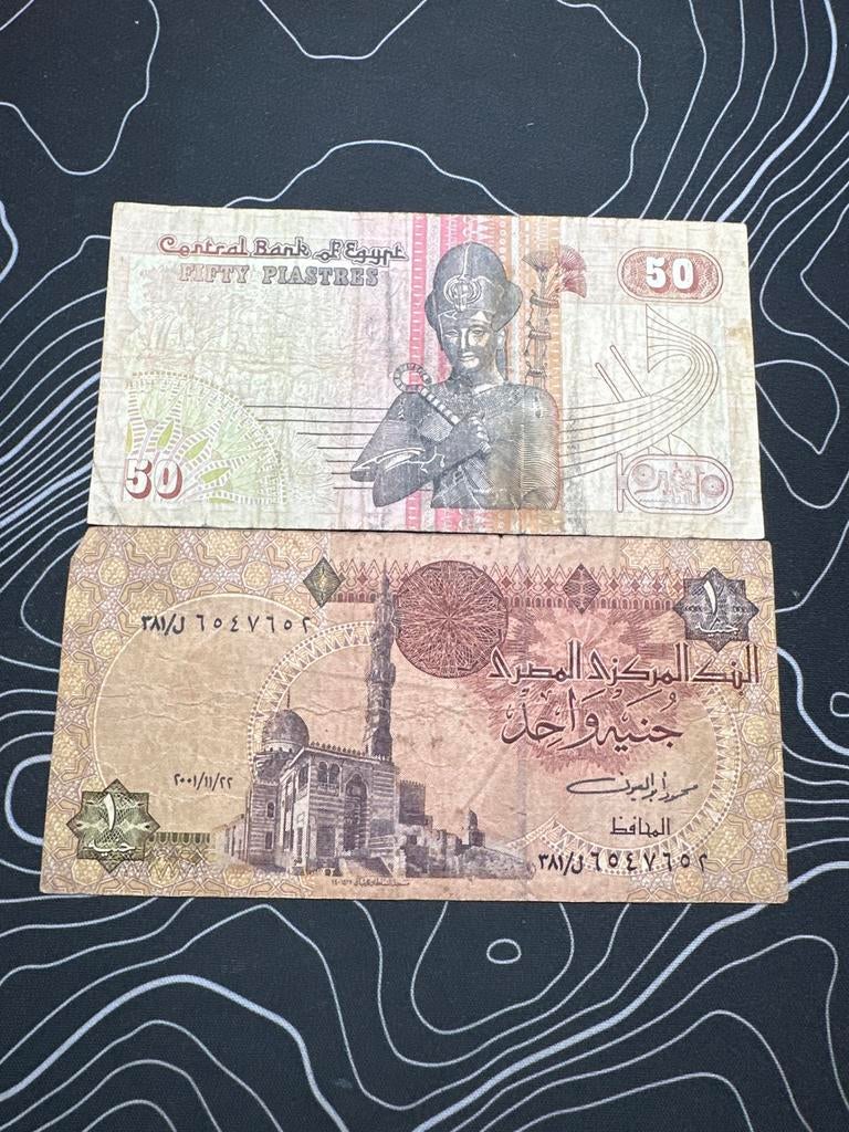 Egypte bankbiljetten set – 1 & 50 Egyptian Pound, Ophalen of Verzenden, Egypte, Setje