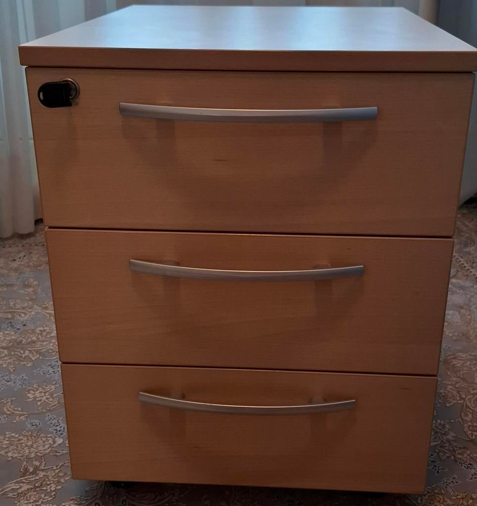 Ladekast met 3 laden met 2x sleutel te vergrendelen., Overige houtsoorten, Minder dan 50 cm, Modern kantoor, Ophalen of Verzenden