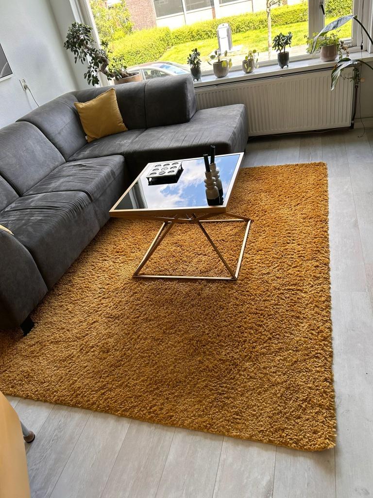 Vloerkleed-hoogpolig vloerkleed shaggy Trend effen okergeel, Ophalen, Zo goed als nieuw, Rechthoekig, 200 cm of meer