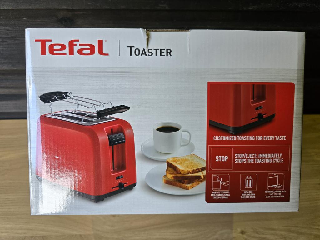 Tefal Toaster - Rood, Nieuw in doos, Ophalen of Verzenden, Nieuw, Uitneembare kruimellade