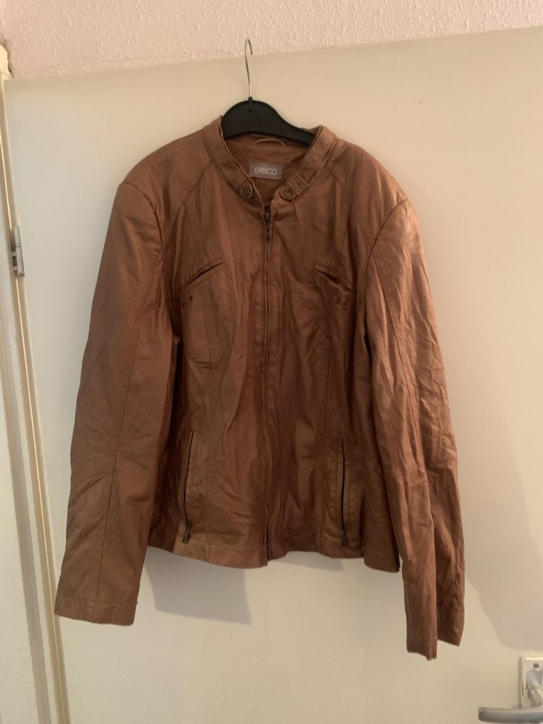 Bruine (nep) leren jas van Gelco. Maat XL, Kleding | Dames, Bruin, Gelco, Maat 46/48 (XL) of groter, Ophalen of Verzenden
