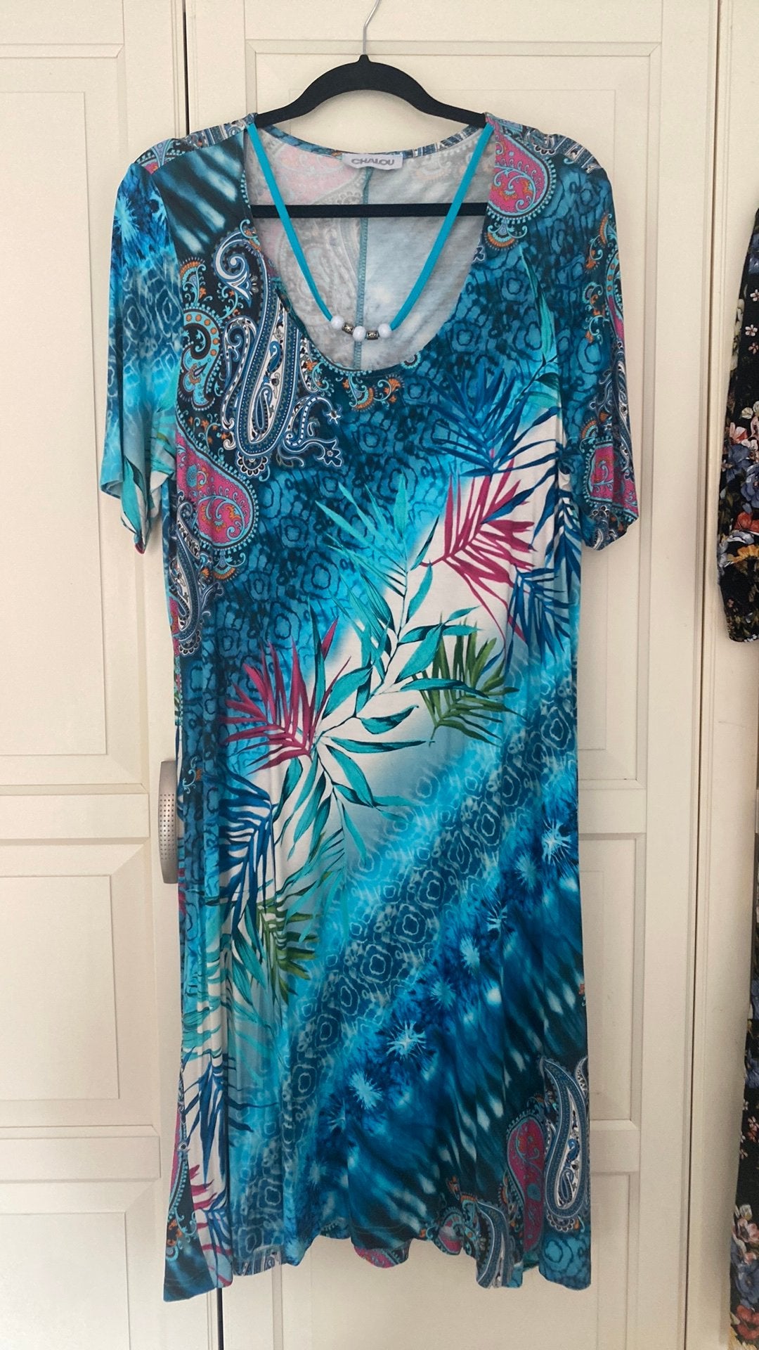 Chalou wijde stretch jurk 44/46, Kleding | Dames, Grote Maten, Verzenden, Zo goed als nieuw, Zwart, Jurk
