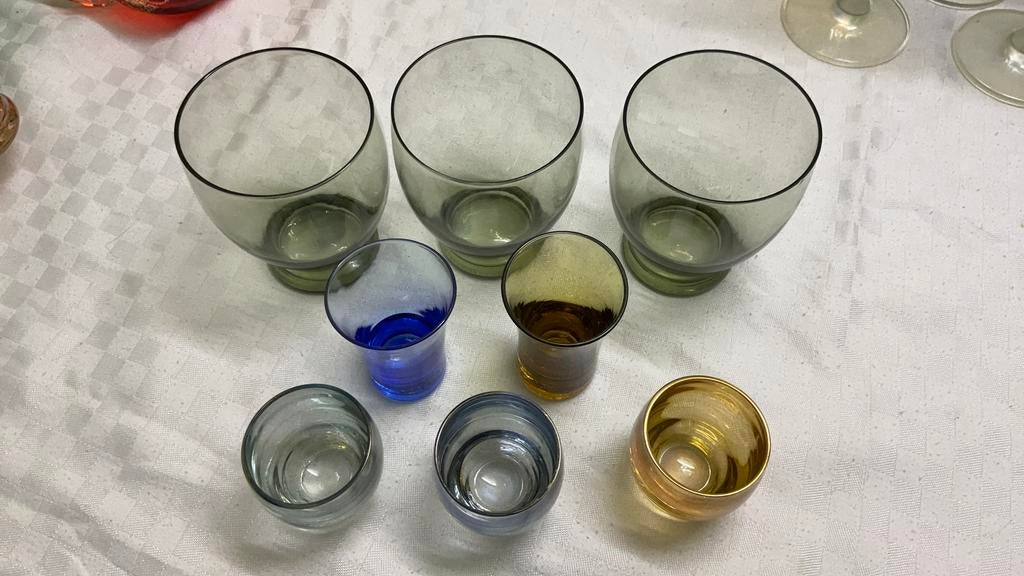Vintage glazen, water, borrel, Ophalen of Verzenden, Gebruikt, Borrel- of Shotglas
