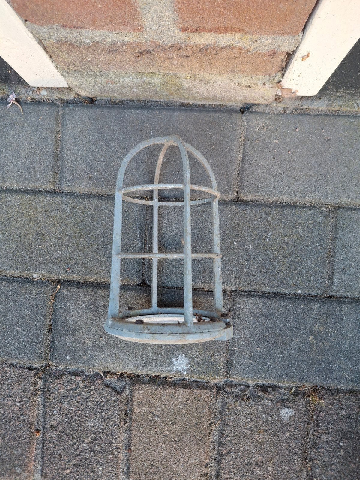 Vintage metal lampenkap/kooi voor buitenlamp, Ophalen of Verzenden