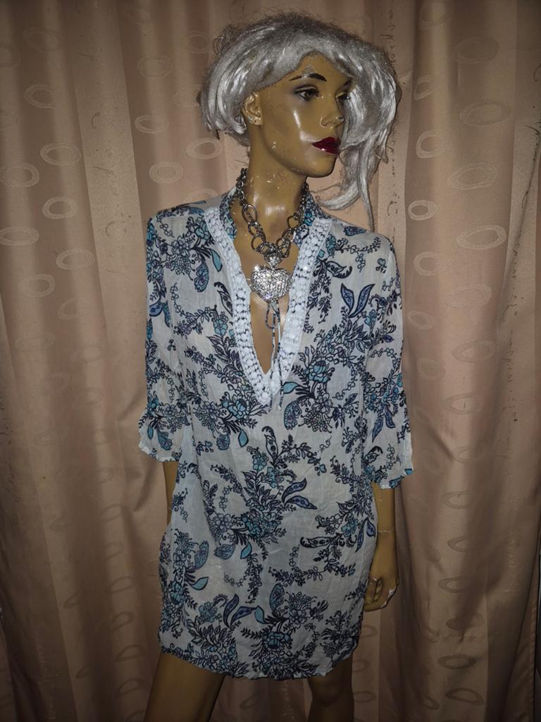Zomerse Tuniek met Bloemenprint histoire plage XL, Kleding | Dames, Tops, Histoire plage, Blauw, Maat 46/48 (XL) of groter, Ophalen of Verzenden