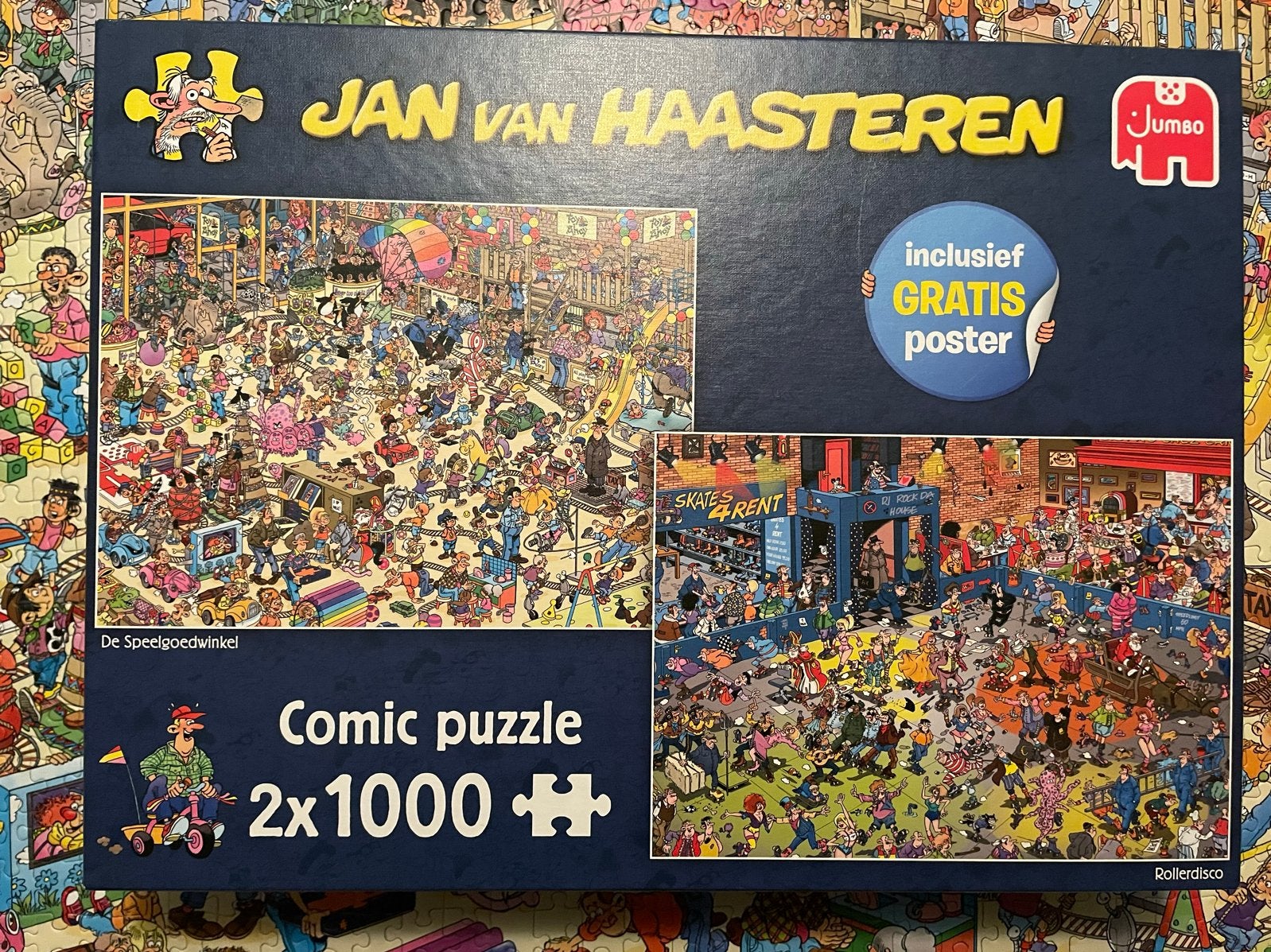 Jan van Haasteren Comic Puzzel 2x1000 stukjes compleet, Ophalen of Verzenden, 500 t/m 1500 stukjes, Gebruikt, Legpuzzel
