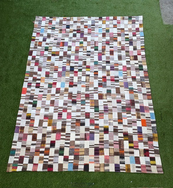 Handgeweven Kelim Patchwork kleed 310x413 met certificaat, Huis en Inrichting, Ophalen, Patchwork Kelim allerlei kleuren, 200 cm of meer