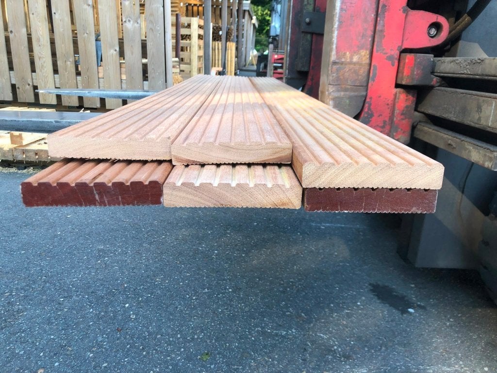 Tali dekdelen (Hardhout) 28x145mm, diverse lengtes nr. 772, Ophalen, Planken, Zo goed als nieuw, Hardhout