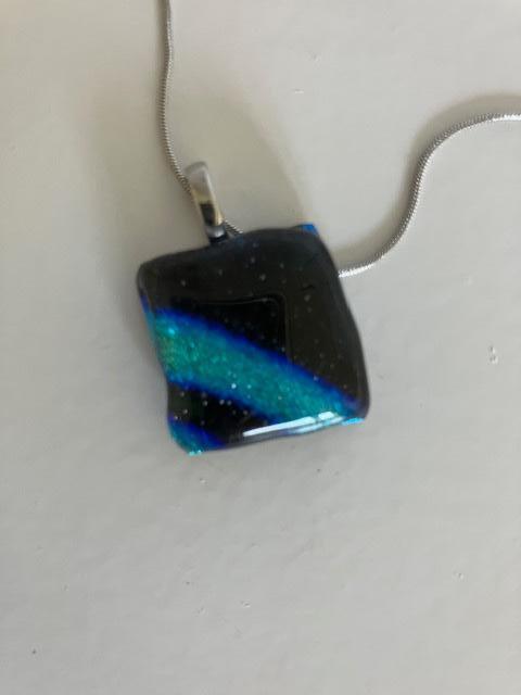 ketting met glashanger, Sieraden, Tassen en Uiterlijk, Kettingen, Ophalen of Verzenden, Zo goed als nieuw, Zilver, Overige materialen