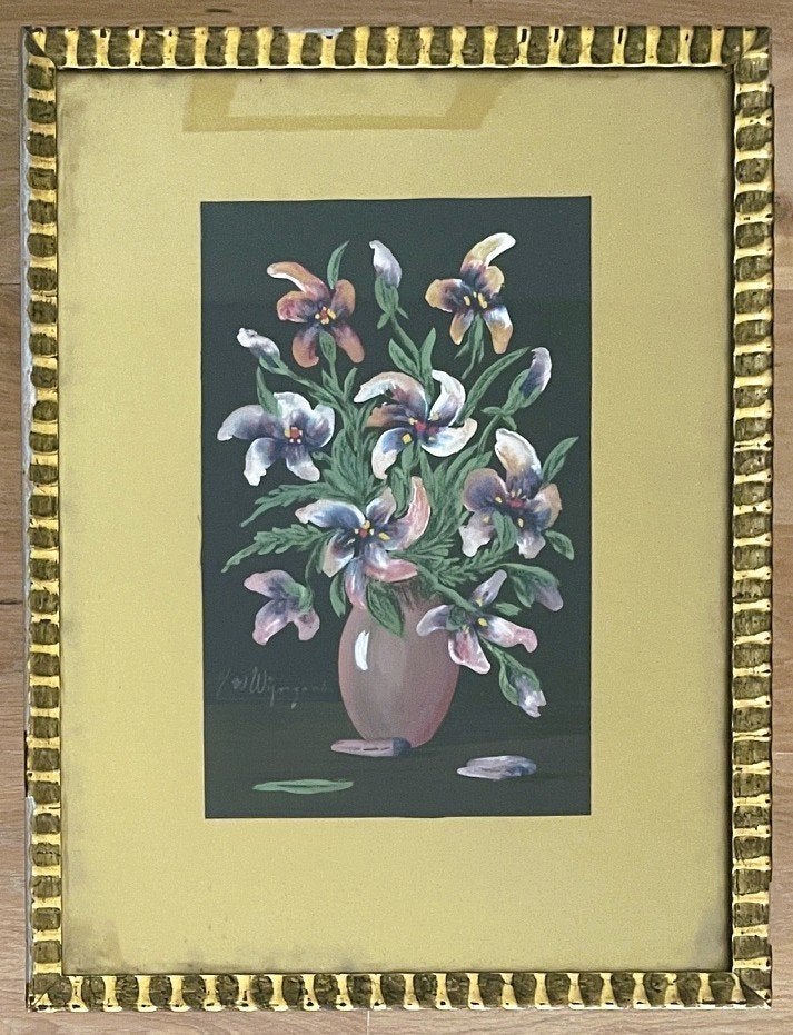 H van Wijngaarden - stilleven met bloemen - 1930's, Bloemen, Realistisch, Bijzondere lijst, Ophalen of Verzenden