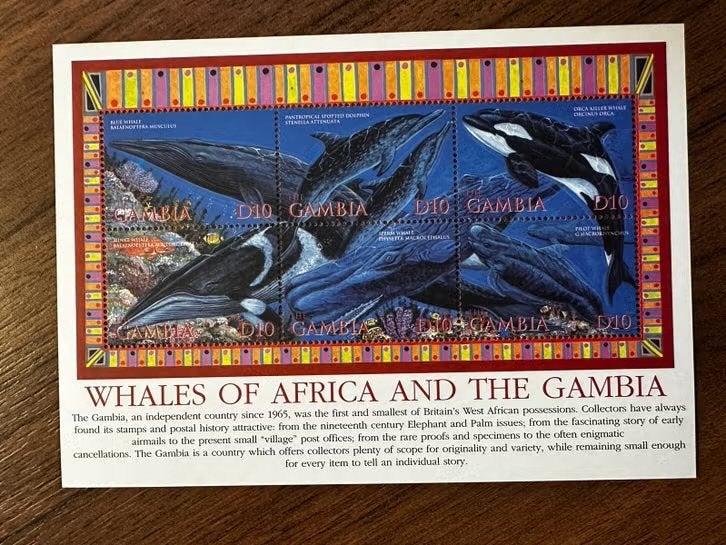Gambia 2002 walvissen postfris - Whales of Africa, Postzegels en Munten, Ophalen of Verzenden