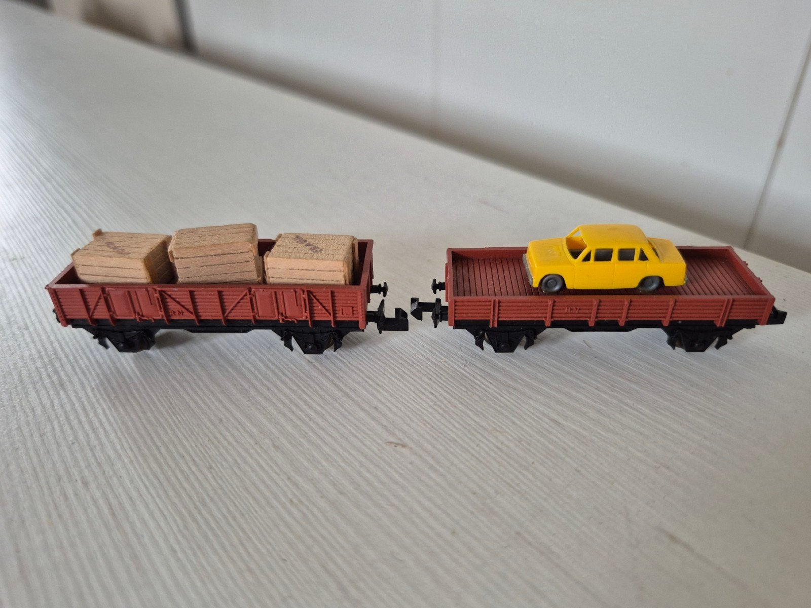 6 N-spoor lagebakwagons, Ophalen of Verzenden, Gebruikt, Gelijkstroom, Wagon