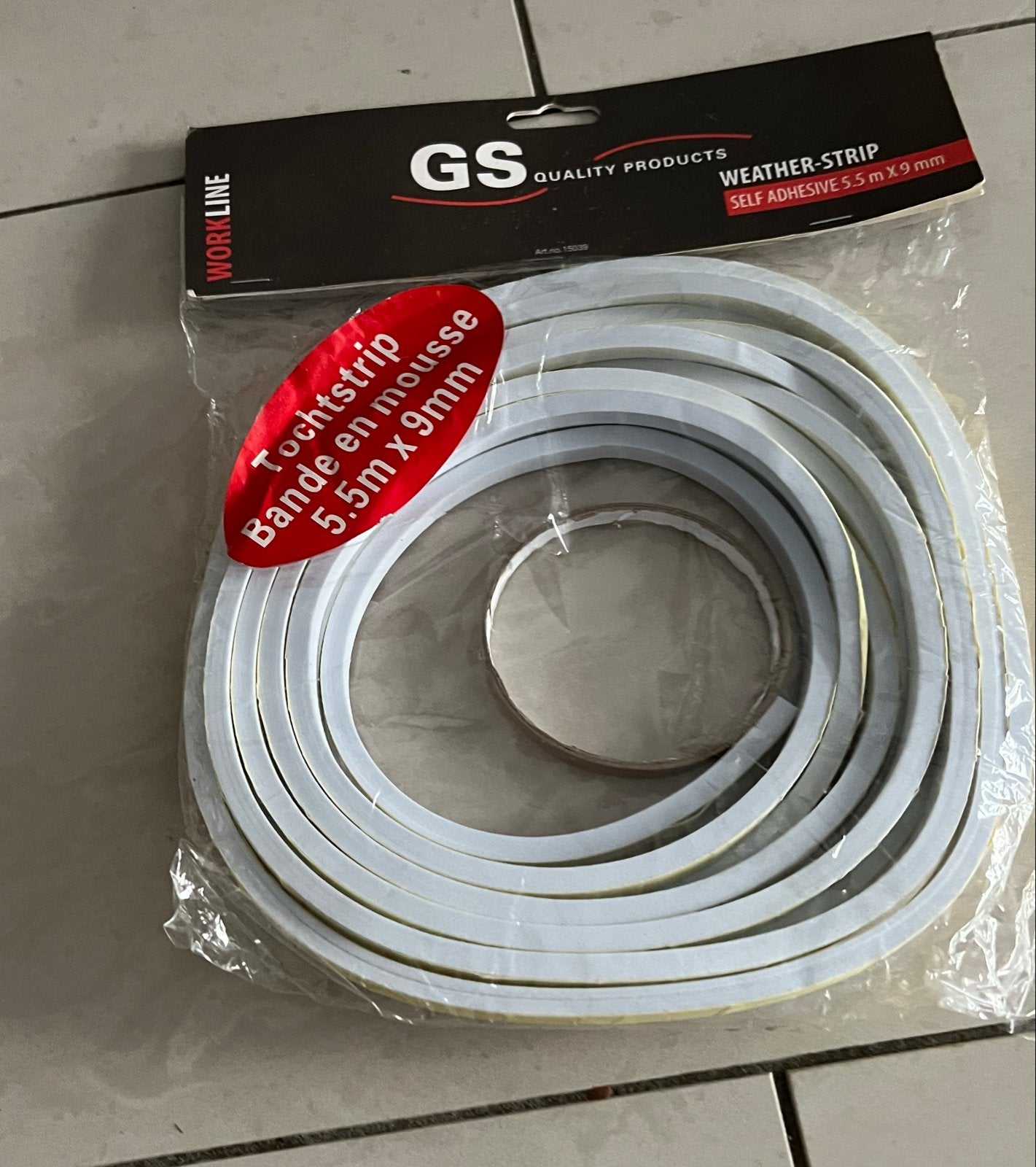 Tochtstrip zelfklevend 5.5m x 9mm - Nieuw, Ophalen of Verzenden, Nieuw