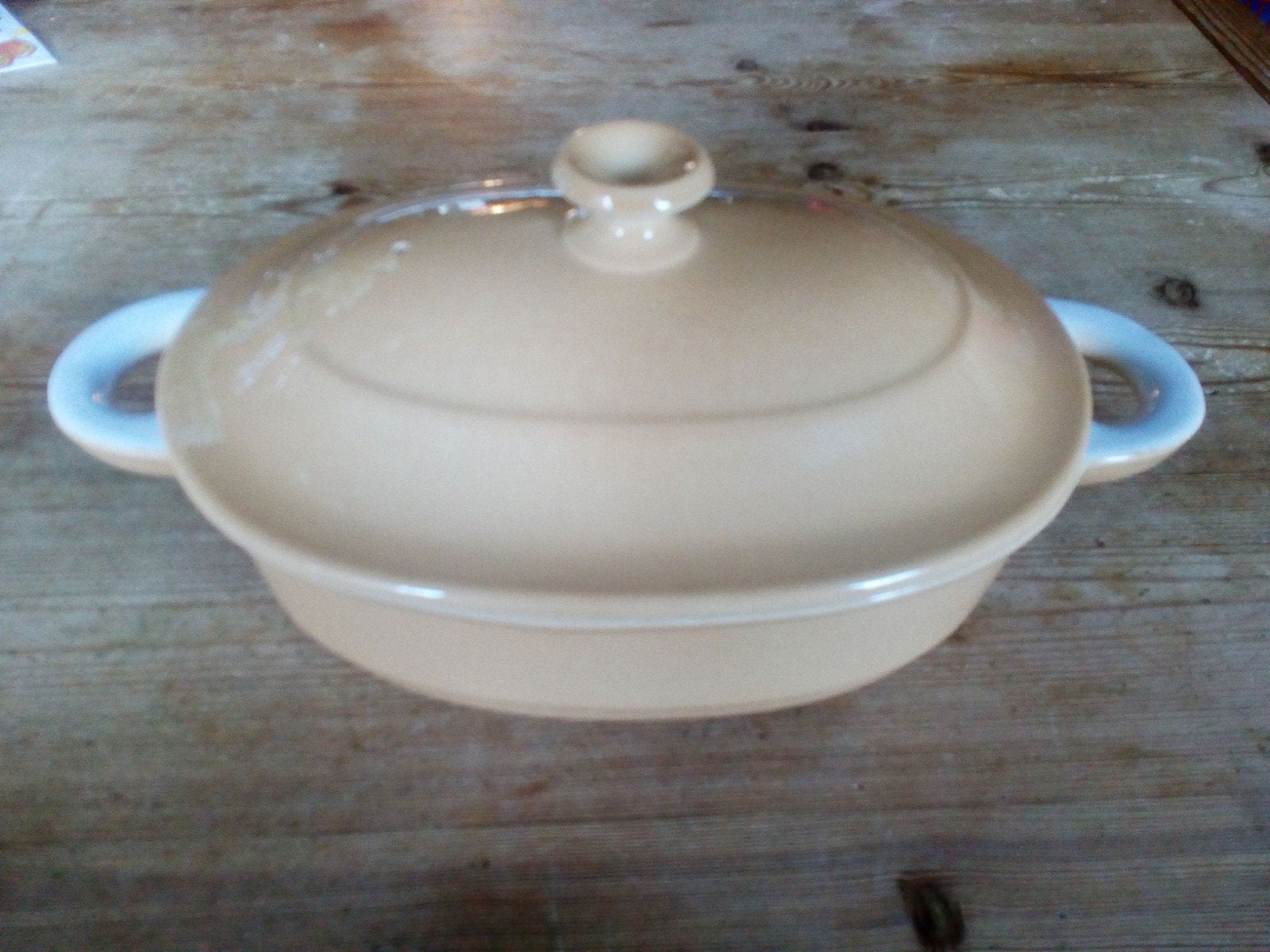 Mooie stenen beige paté schaal en grijs oven schaaltje, Ophalen