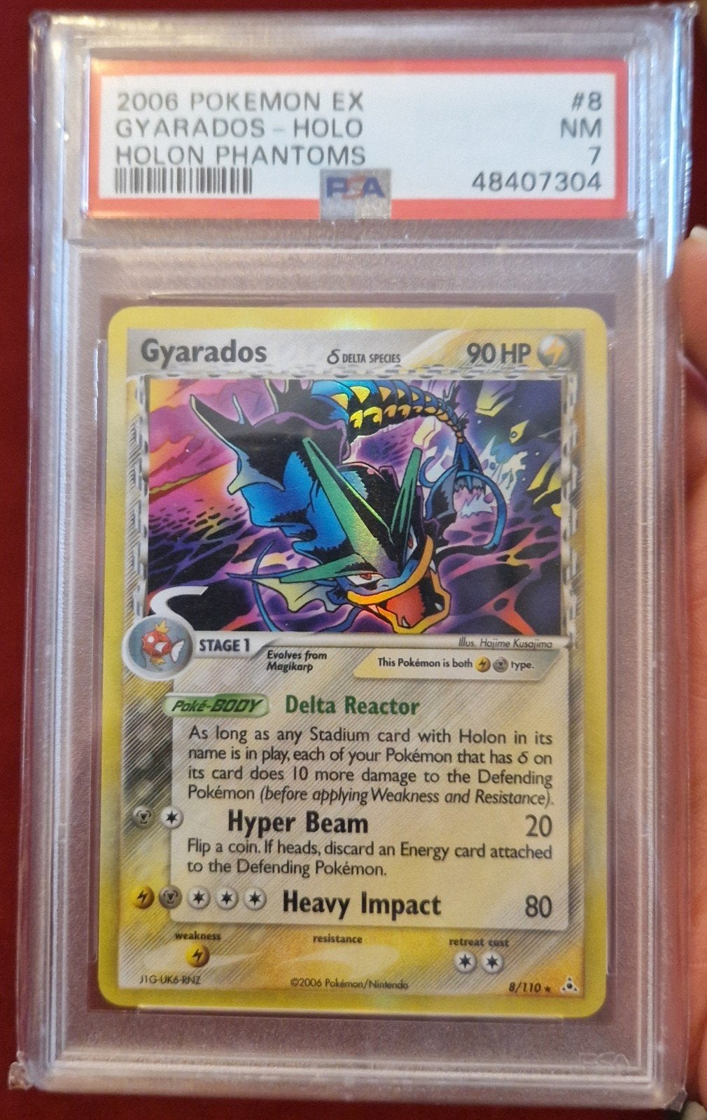 2006 Pokémon EX Gyarados Holo Holon Phantoms PSA 7, Ophalen of Verzenden, Zo goed als nieuw, Losse kaart, Foil