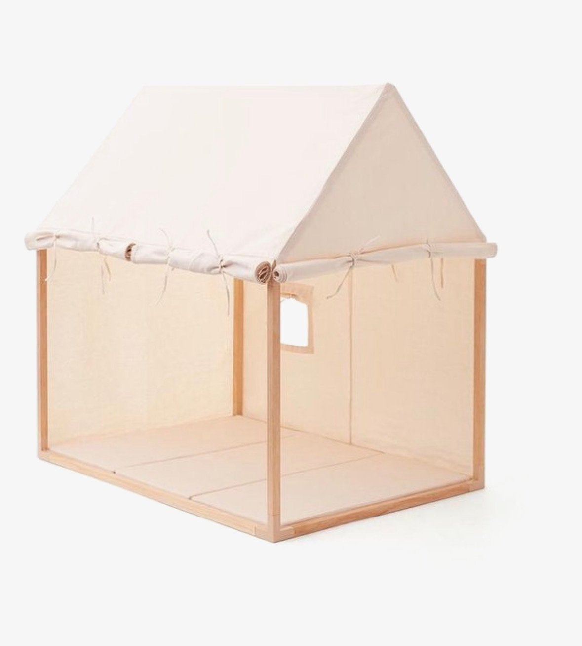 Kid’s Concept Houten Speelhuisje + Beige Speelmat, Ophalen, Zo goed als nieuw