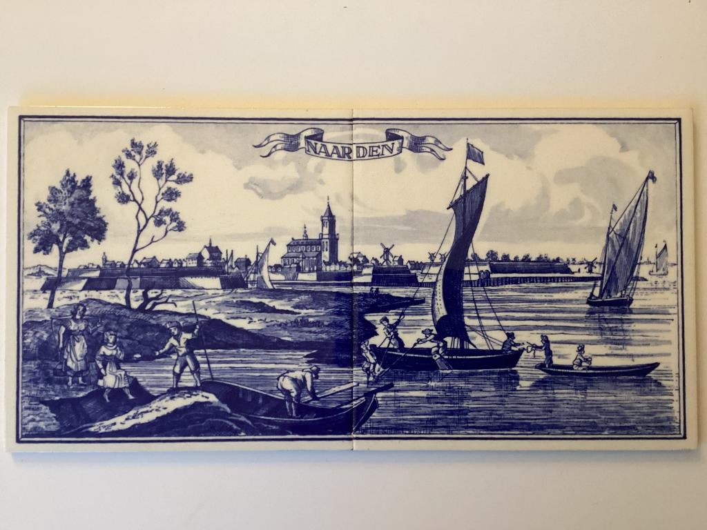 Tegeltableau "Gezicht op Naarden " 30 x 15 cm, Antiek en Kunst, Antiek | Wandborden en Tegels, Ophalen of Verzenden