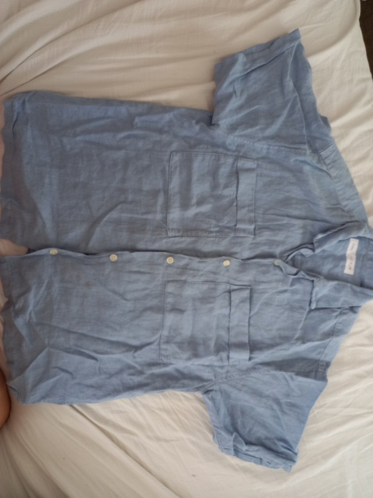 Linnen blouse lichtblauw Zara maat 152, Kinderen en Baby's, Kinderkleding | Maat 152, Overhemd of Blouse, Ophalen of Verzenden