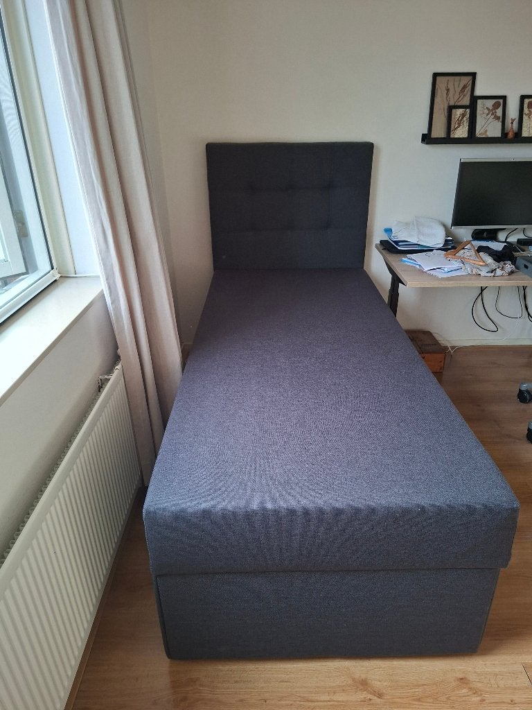 boxspring 90x200 cm met opbergruimte (JYSK), Huis en Inrichting, Slaapkamer | Boxsprings, Ophalen, 90 cm, Eenpersoons, Zo goed als nieuw