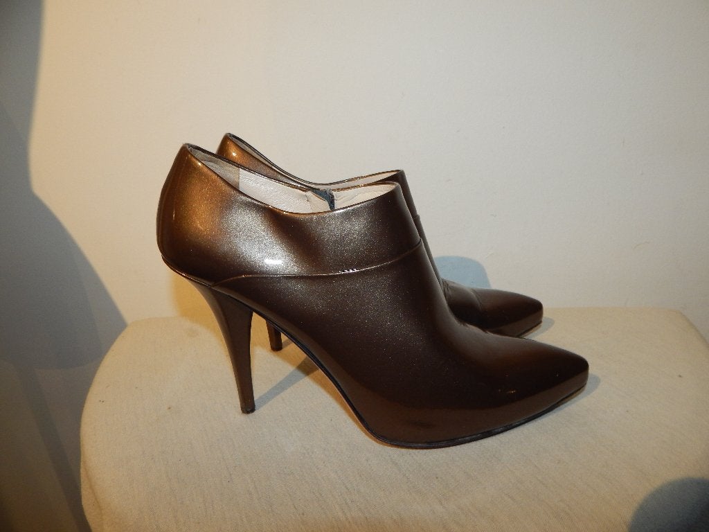 Prada chique enkel laars goud kleurig leer spitse neus hak