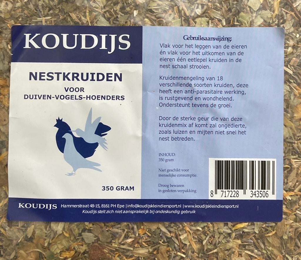 Nieuw Koudijs nestkruiden voor duiven/vogels/pluimvee 350gr, Ophalen of Verzenden, Nieuw, Overige typen