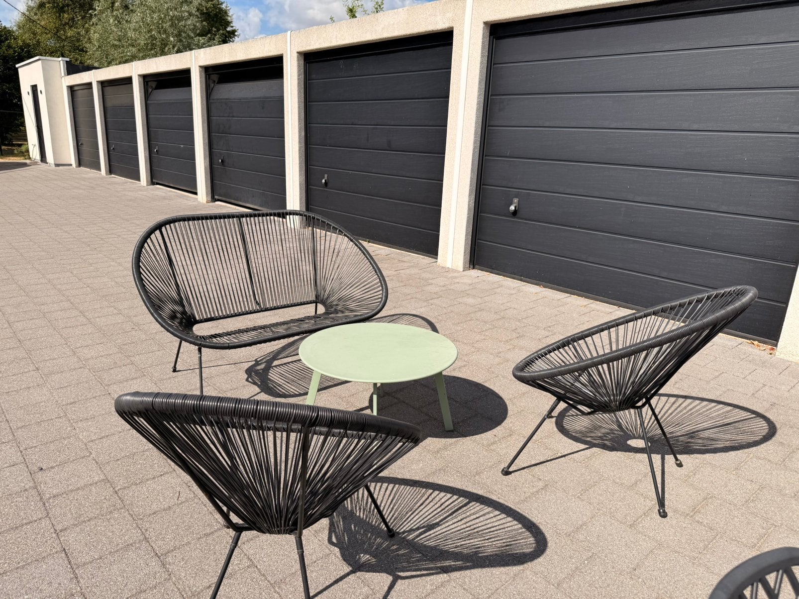 Acapulco tuinset – 1 bank+2 stoelen + gratis tafeltje – €100, Ophalen, Zo goed als nieuw, Bank, 2 zitplaatsen