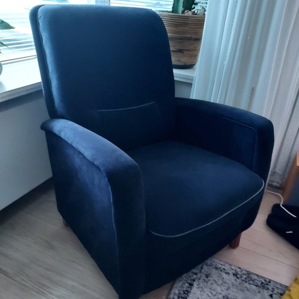 2 blauwe fauteuils, Huis en Inrichting, Ophalen, Gebruikt, 75 tot 100 cm, Stof
