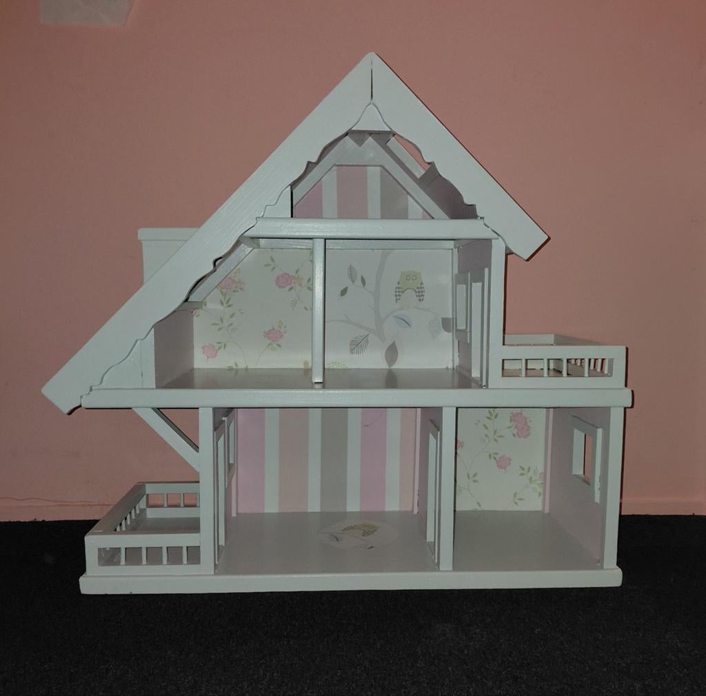 Houten poppenhuis incl. meubels, Kinderen en Baby's, Speelgoed | Poppenhuizen, Ophalen, Zo goed als nieuw, Poppenhuis