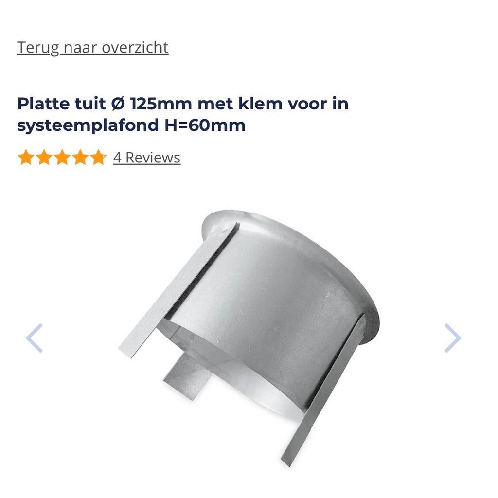 Platte tuit Ø 125mm met klem voor systeemplafond H=60mm, Ophalen, Nieuw, Ventilator