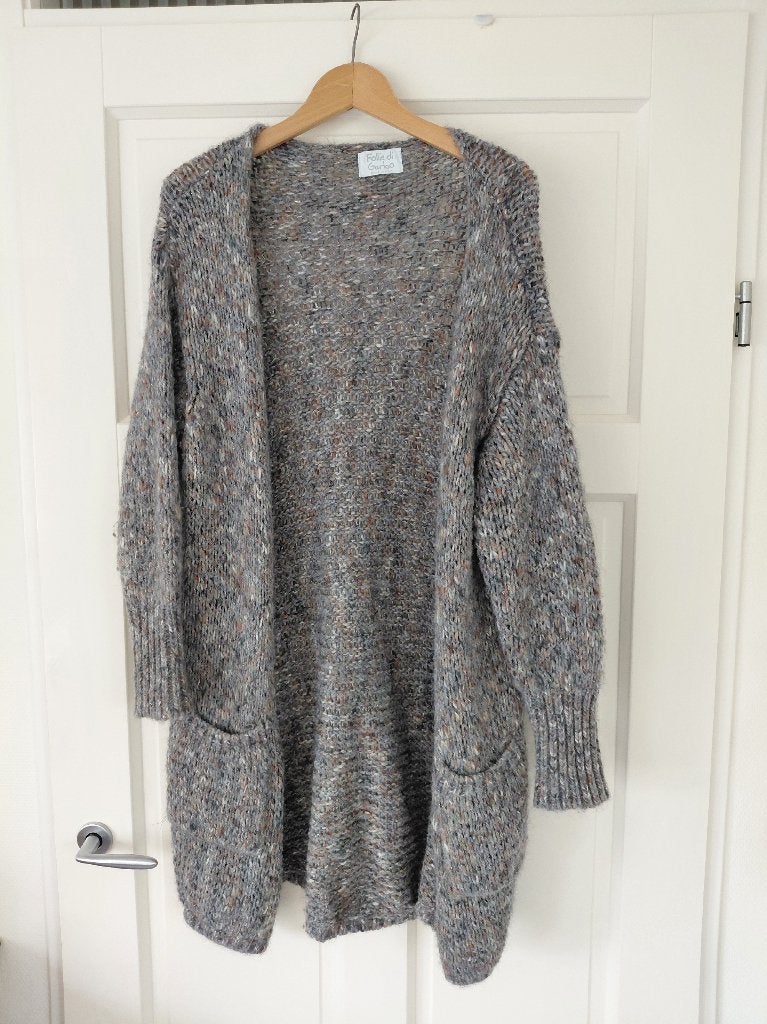 Follie di Garbo vest met mohair & goud draad – Maat L, Maat 42/44 (L), Ophalen of Verzenden, Zo goed als nieuw, Grijs