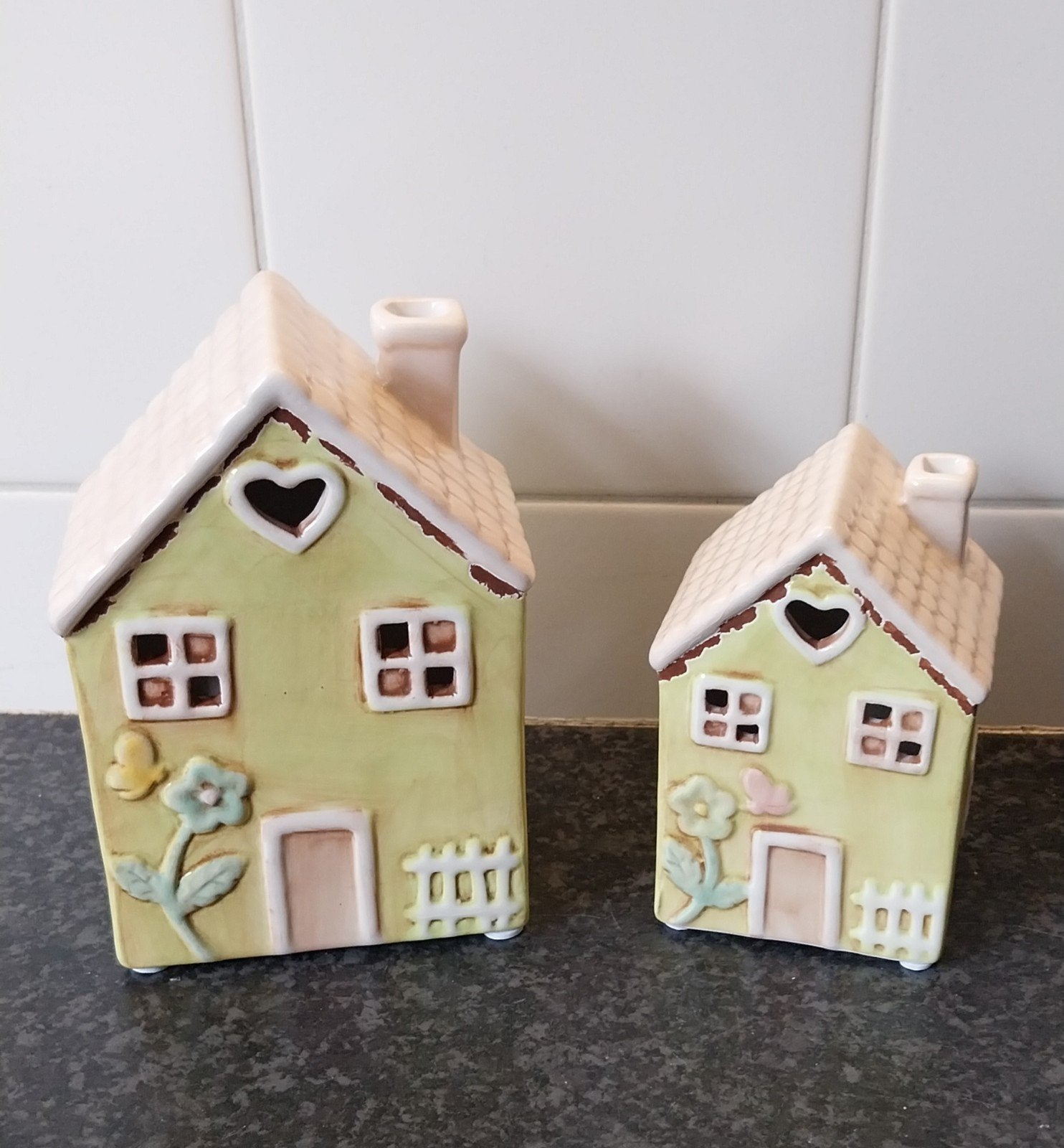 Set van 2 decoratieve huisjes met lichtjes, Groen, Nieuw, Ophalen of Verzenden, Landelijk