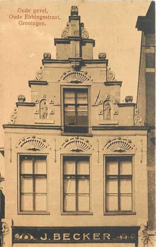 300-041-013 Groningen Oude gevel, Oude Ebbingsestraa, Verzamelen, Verzenden, Voor 1920, Groningen