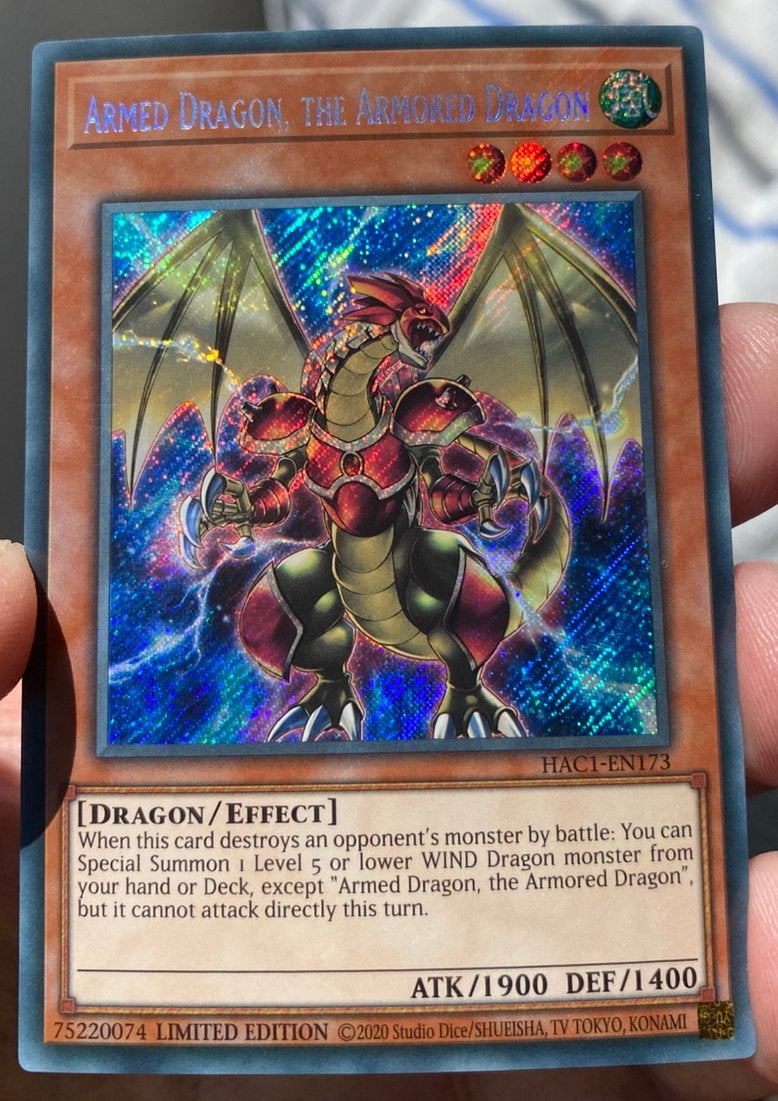 Yu-Gi-Oh! Armed Dragon, the Armored Dragon HAC11st !, Ophalen of Verzenden, Zo goed als nieuw, Losse kaart, Foil