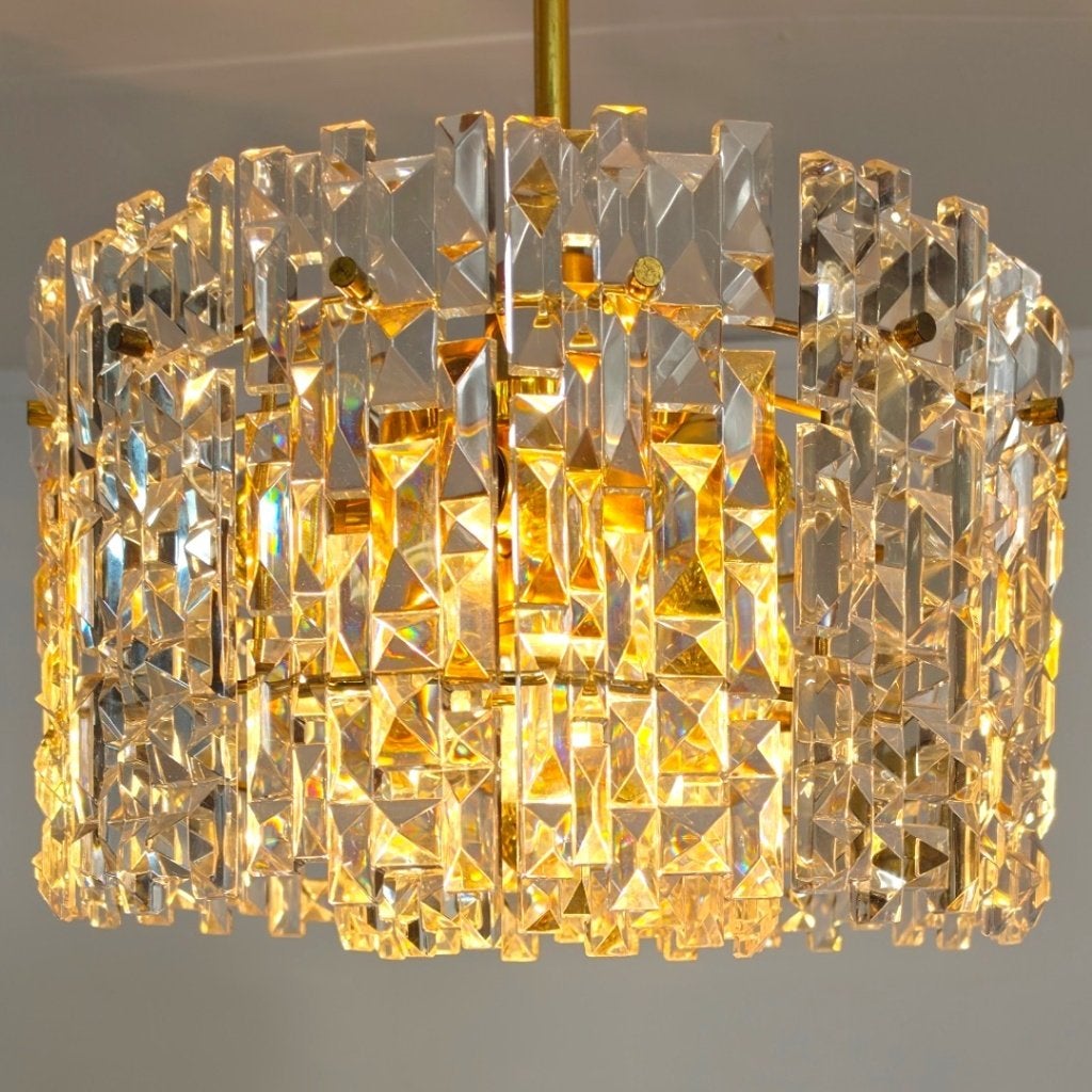 Kinkeldey 60's messing met facetglas mid century modern rare, Ophalen of Verzenden, Gebruikt, Glas, E27 (groot)