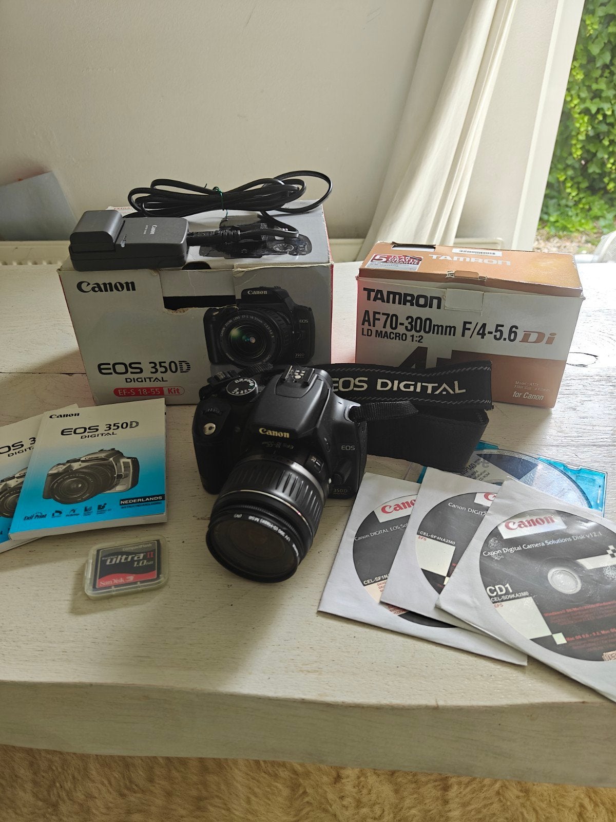 Canon EOS 350D Digitale Spiegelreflexcamera met Tamron lens, Audio, Tv en Foto, Fotocamera's Digitaal, Ingebouwde flitser, Spiegelreflex