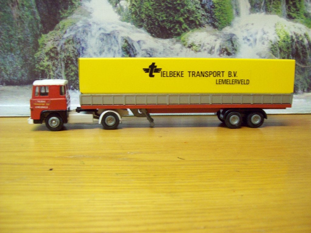 Tekno - Scania 141 - V8 - metalen huiftrailer -  Tielbeke, Ophalen of Verzenden, Zo goed als nieuw, Bus of Vrachtwagen, Tekno