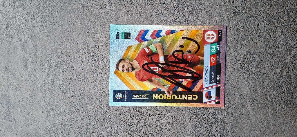 Topps Trading Card met handtekening Dusan Tadic # Ajax NEC, Verzamelen, Ophalen of Verzenden, Nieuw, Ajax, Spelerskaart