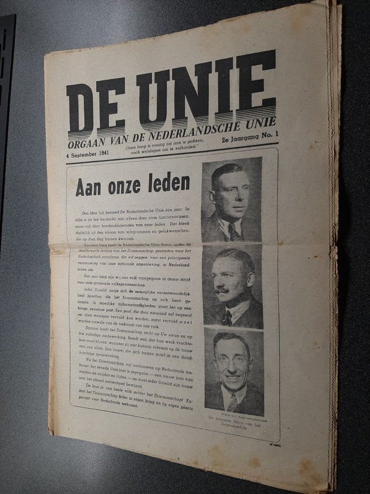 krant - DE  UNIE  / orgaan van de ned.unie 4 September 1941, Ophalen of Verzenden, Overige soorten, Nederland, Boek of Tijdschrift