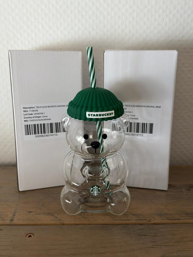 Nieuw Starbucks Bearista glazen beker incl. rietje limited, Ophalen of Verzenden, Nieuw, Overige typen