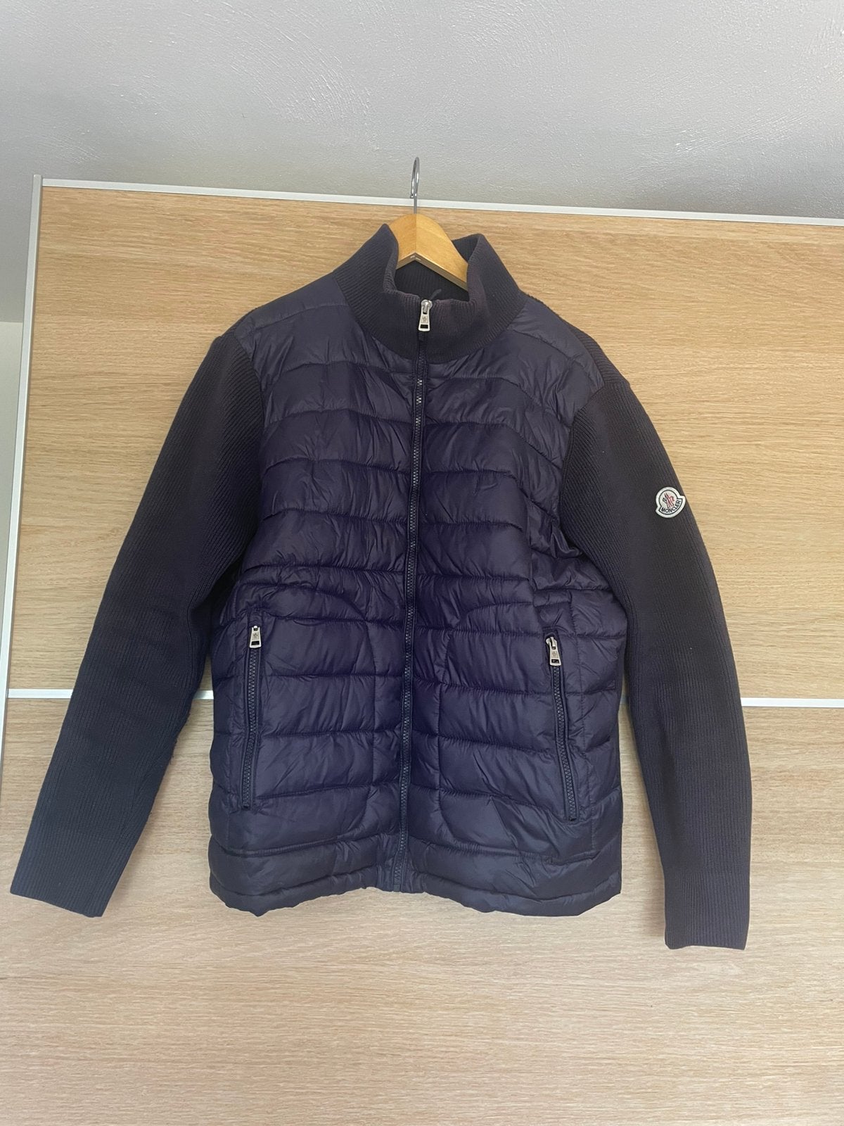 Moncler hybride jas L, Kleding | Heren, Ophalen of Verzenden, Zo goed als nieuw, Maat 52/54 (L), Blauw