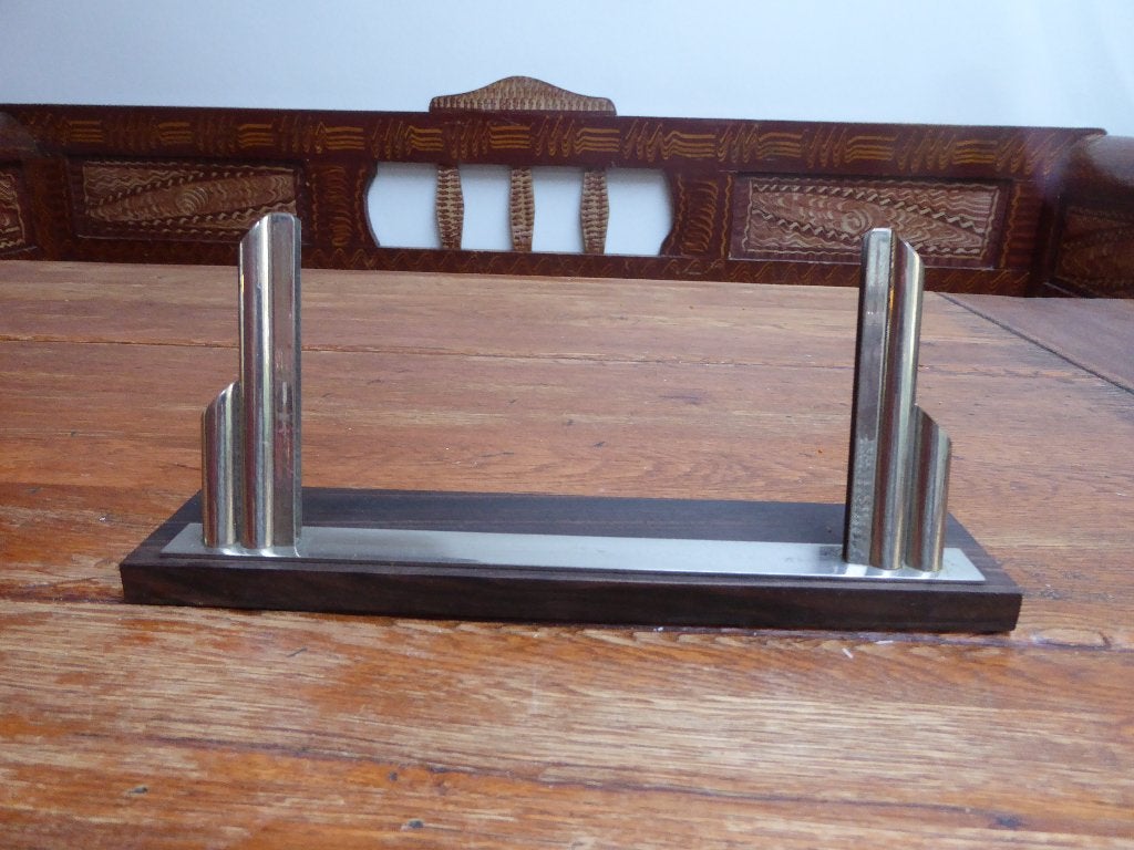 Art deco fotohouder, hout en metaal, Ophalen of Verzenden