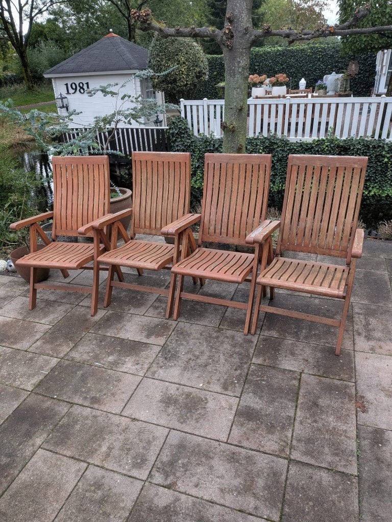 Luxe houten tuinstoelen, Tuin en Terras, Ophalen, Gebruikt, Hout, Inklapbaar