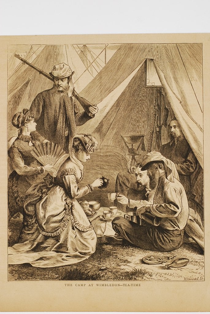 Antieke Victoriaanse illustratie: Tea-Time The Graphic 1870, Verzenden, Voor 1940, Zo goed als nieuw
