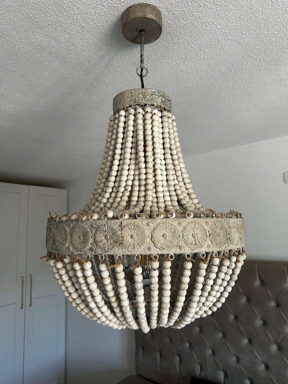 Kralen Hanglamp XL Zion – Landelijke / Bohemian stijl Ø51cm, Huis en Inrichting, Lampen | Kroonluchters, Ophalen, Zo goed als nieuw