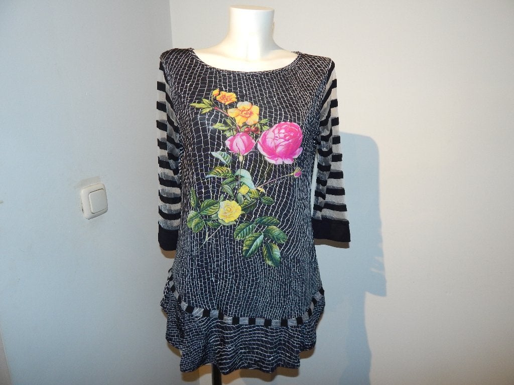 Save the Queen beeldig shirt voile mouwen gestreept XL