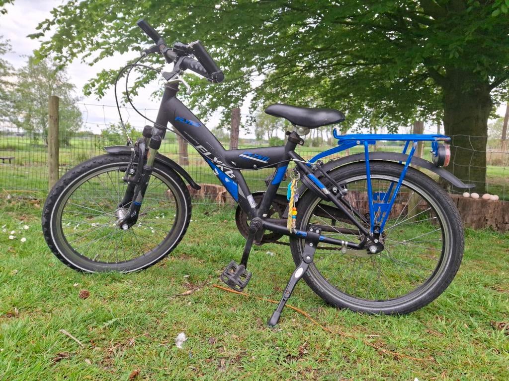 Stoere blauw met zwarte jongensfiets, Terugtraprem, Gebruikt, Minder dan 49 cm, Ophalen