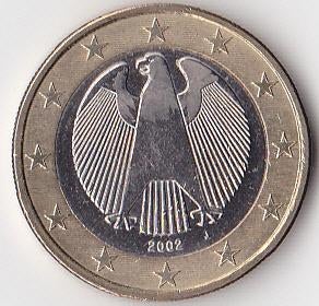 1 euro 2002 Duitsland (J), Ophalen of Verzenden, Duitsland, 1 euro, Losse munt